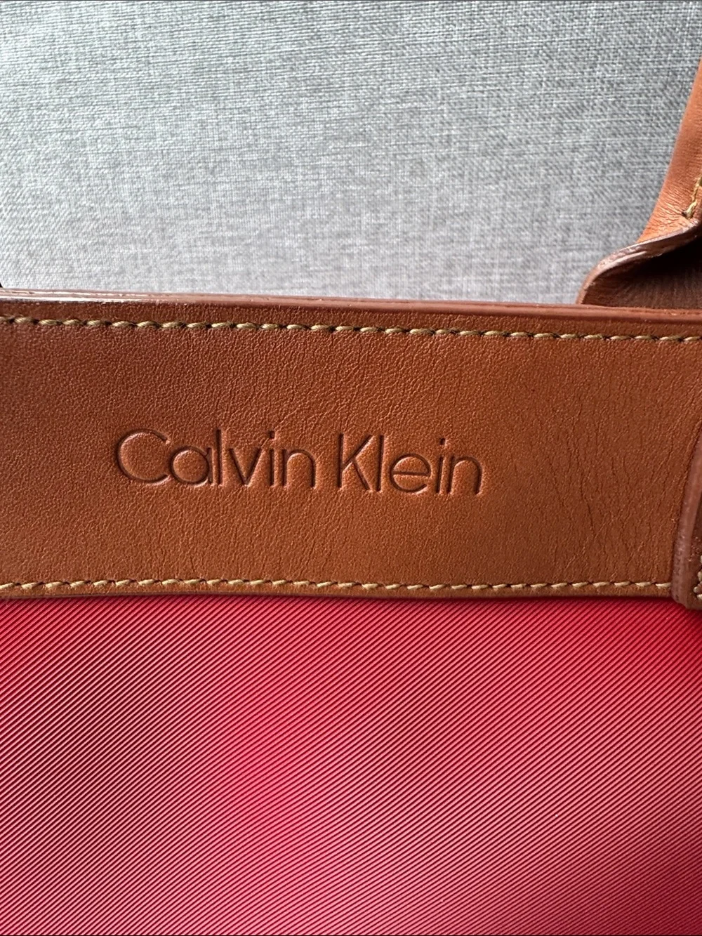 Calvin Klein Red and Brown Satchel Tote